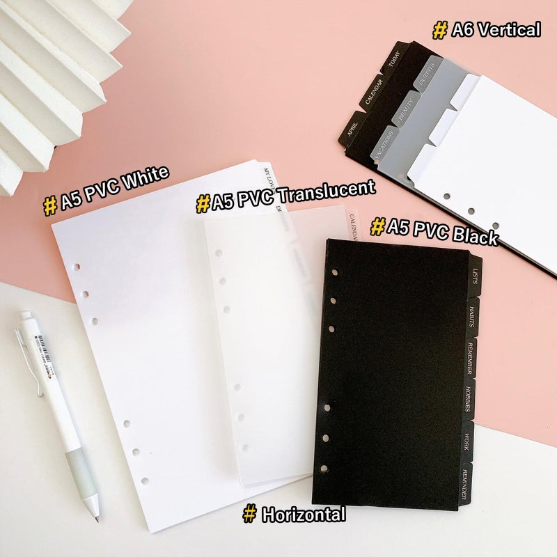 DY.2ten Clear Dividers for 6 Ring Binder  7-Tab Sturdy Plastic Dividers  A5 Index Divider  6 Hole Binder Dividers  Insertable Notebook Planner Tab Dividers for Binders - Image 2